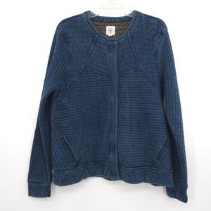 Lucky Lotus quilted chambray jacket Size XL blue snap front cottagcore costal
